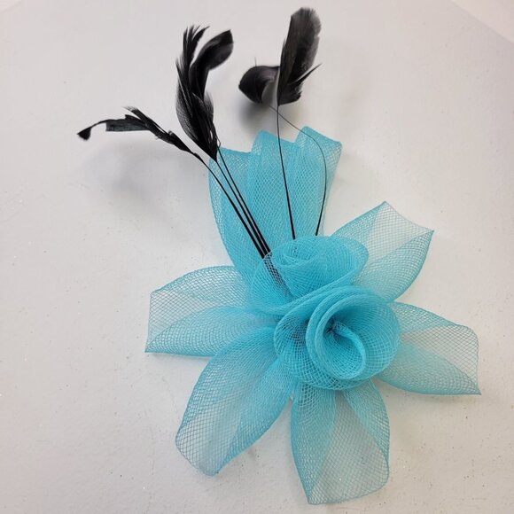 Turquoise Blue Fascinator Hair Clip Flower Corsage Flower Floral Hair Accessory - Picture 7 of 11